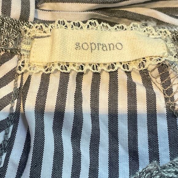 Soprano Top Girls Large Gray/White Heathered LS Striped Ruffled Dressy Casual - Picture 4 of 5